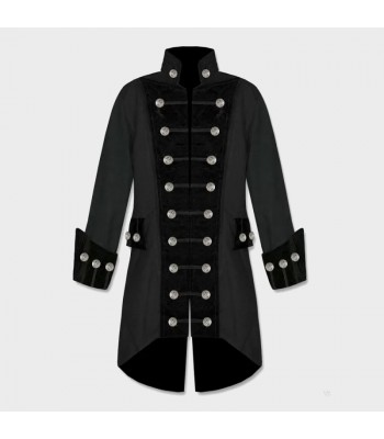 Men Gothic Steampunk Pirate Velvet Coat